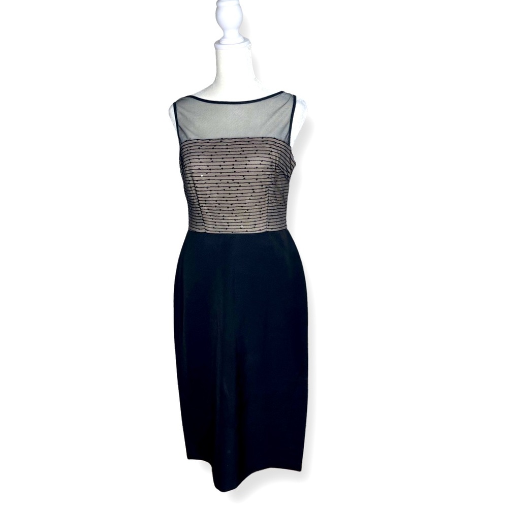 Maggy London  Sleeveless Black Dress with Sequin Fabrication